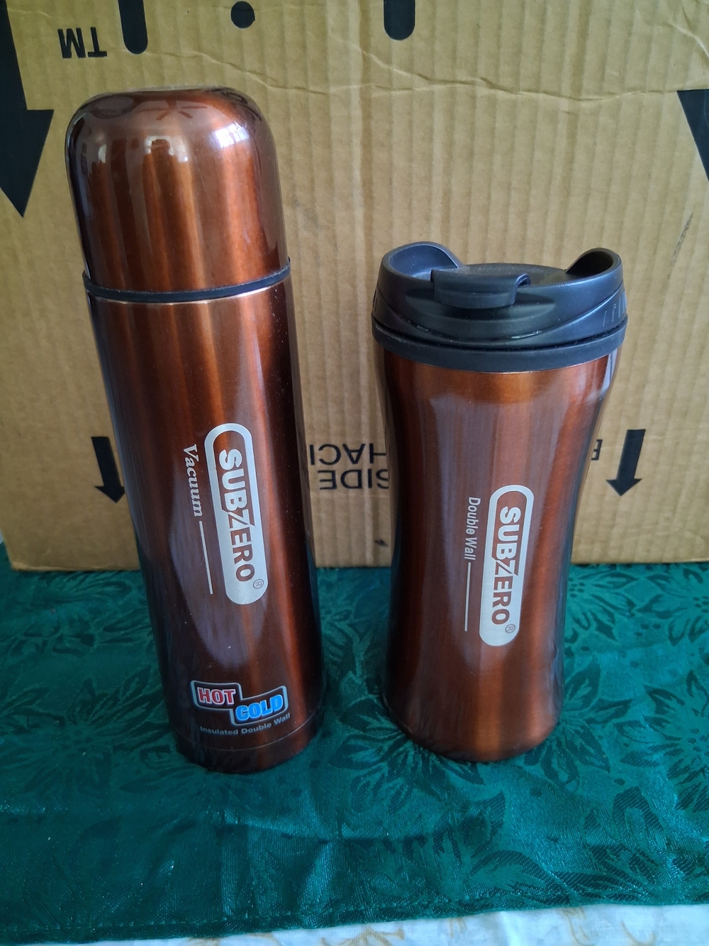 Copper Brown Stainless Travel Thermos & Tumbler Set